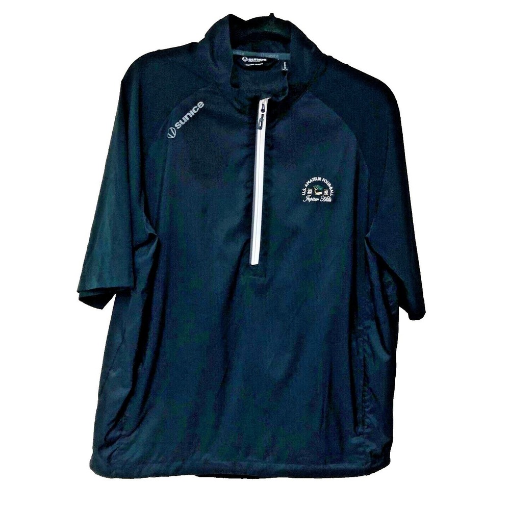 Sunice Mens Golf Shirt‎ Sz M Amateur Four-Ball JUPITER HILLS Black Performance
